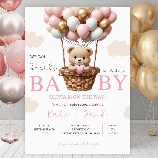 Digital Baby Girl Shower Invitation Template, Edit
