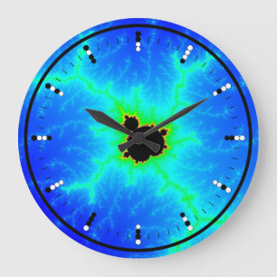 Digital (Binary) Analog Clock w Mandelbrot Fractal Grote Klok