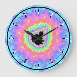 Digital (Binary) Analog Clock w Mandelbrot Fractal Grote Klok