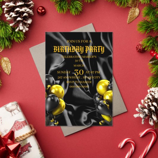 Digital Birthday Dinner Invitation Template, Black (Insitu (vacances))