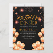 Digital Birthday Dinner Invitation Template, Black (Devant)