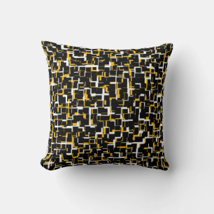 Digital Black White Yellow Pattern Kussen