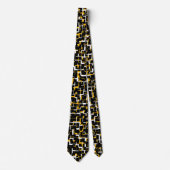 Digital Black White Yellow Pattern Stropdas (Voorkant)