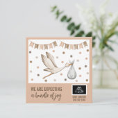 Digital Boho Stork Gender Neutral Ultrasound Aankondiging (Staand voorkant)