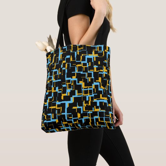 Digital Camo Black Blue Yellow Pattern Draagtas (Dichtbij)