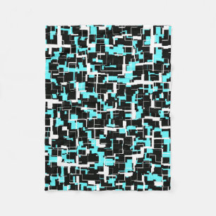 Digital Camo Black White Blue Pattern Fleece Deken