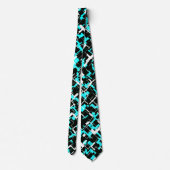 Digital Camo Black White Blue Pattern Stropdas (Achterkant)