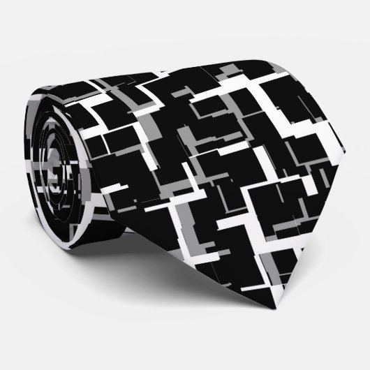 Digital Camo Black White Grey Pattern Stropdas (Opgerold)