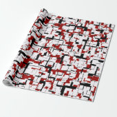 Digital Camo Black White Pattern Cadeaupapier (Uitgerold)