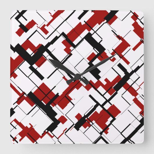 Digital Camo Black White Pattern Vierkante Klok (Voorkant)
