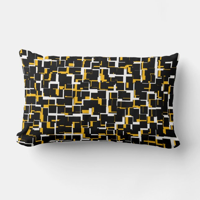Digital Camo Black White Yellow Pattern Kussen (Voorkant)