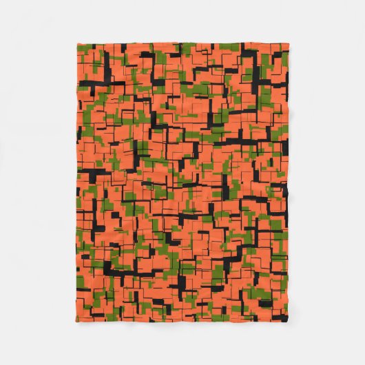 Digital Camo Green Oranje Pattern Fleece Deken (Voorkant)