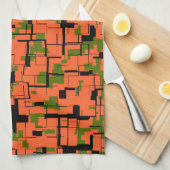 Digital Camo Green Oranje Pattern Theedoek (Quarter Fold)