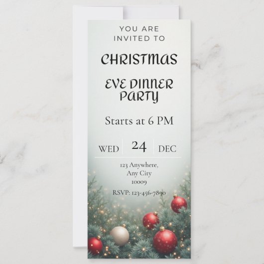 Digital Christmas Eve Dinner party Invitation (Devant)