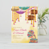Digital Dholki invites Mehndi invitations, Mehndi  Kaart (Staand voorkant)