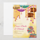 Digital Dholki invites Mehndi invitations, Mehndi  Kaart (Voorkant / Achterkant)