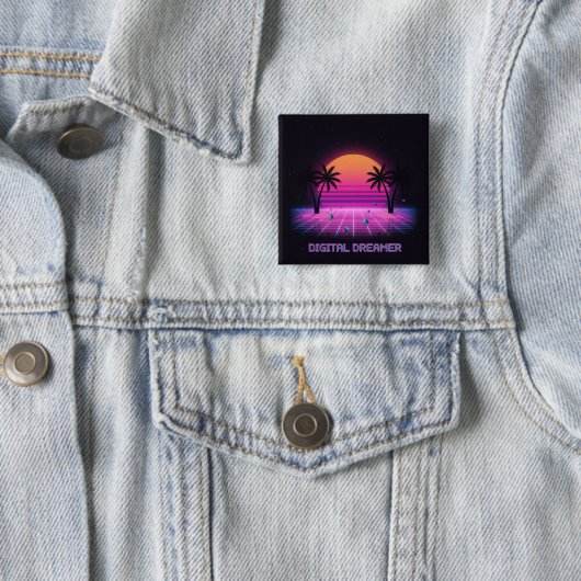 Digital Dreamer Retro Lapel Button (In situ)