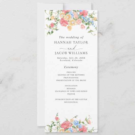Digital Elegant Fleur sauvage Wedding Programme (Devant)
