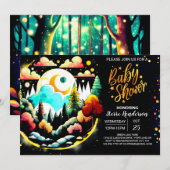 Digital Forest Woodland Baby shower Kaart (Voorkant / Achterkant)