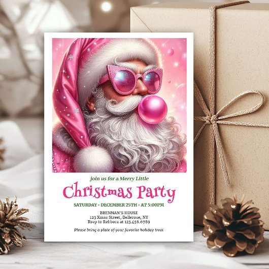 Digital Funny Santa Sunglasses Christmas Invites Kaart