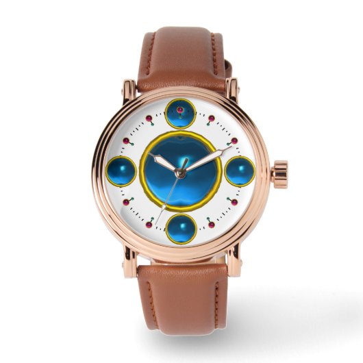 DIGITAL GEM STONE Gold blue sapphire Horloge (Voorkant)