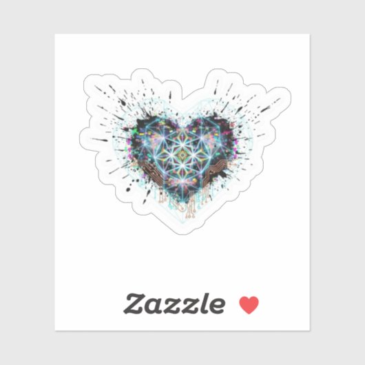 Digital Heart Sacred Geometry Heart Design  Sticker (Vel)