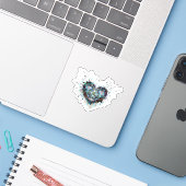 Digital Heart Sacred Geometry Heart Design  Sticker (Laptop met iPhone)