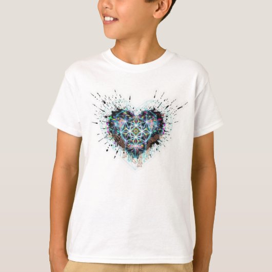 Digital Heart Sacred Geometry Heart Design  T-shirt (Voorkant)