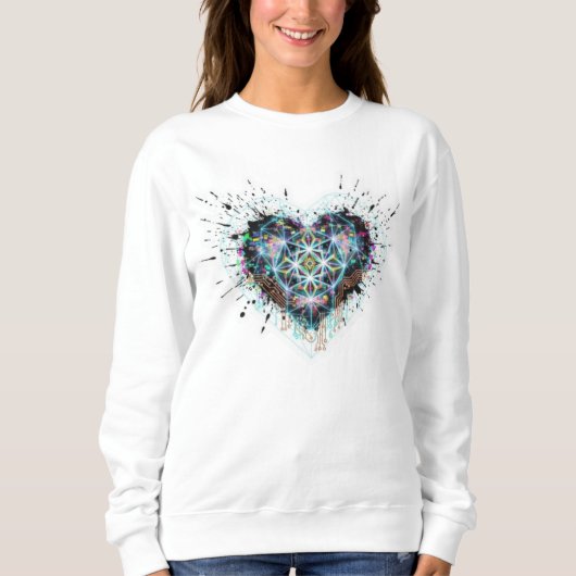 Digital Heart Sacred Geometry Heart Design Trui (Voorkant)