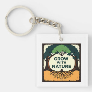 Digital Illustration of Stylized Tree with Roots a Sleutelhanger