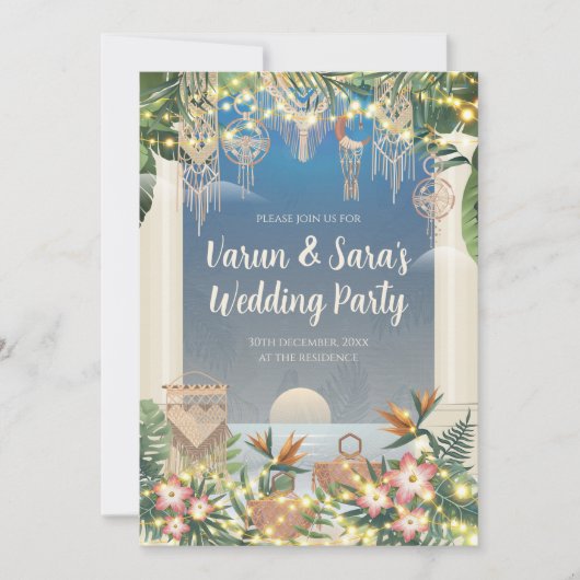 Digital Indian Cocktail Party uitnodiging Indiaas (Voorkant)