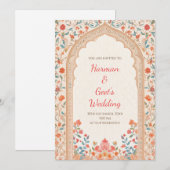 Digital Indian Wedding invite Hindu Wedding card Kaart (Voorkant / Achterkant)