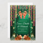 Digital Mehndi invitations invitations Dholki, Meh (Devant / Derrière)