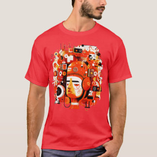 Digital Mind Een levendige en speelse illustratie T-shirt
