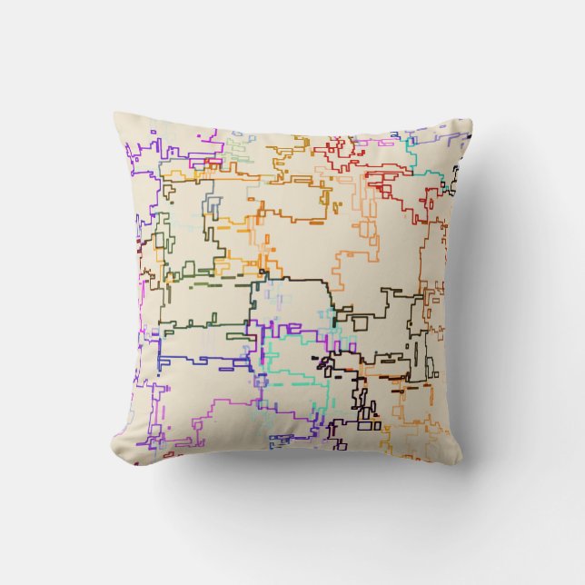 Digital Multicolor Abstract Line Pattern Kussen (Voorkant)