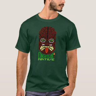 Digital Native 8-bit Pixel Art Tiki Islander Mask T-shirt
