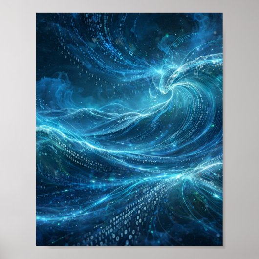 Digital Ocean — Affiche d'art abstrait de flux de (Devant)