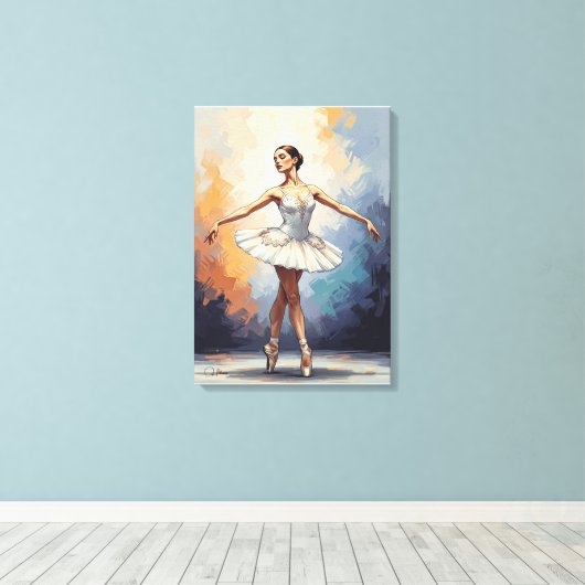 Digital Painting of a Ballerina – Elegant Dance Canvas Afdruk (Insitu (Houten vloer))