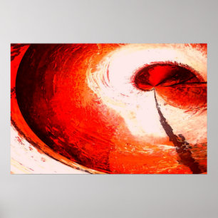 Digital Red Abstract Art Painting Poster Print