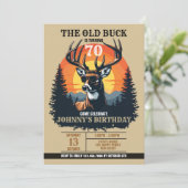 Digital Rustic Deer Birthday Invitation. Oh Buck! Kaart (Staand voorkant)