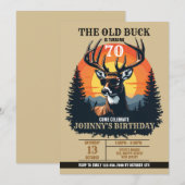 Digital Rustic Deer Birthday Invitation. Oh Buck! Kaart (Voorkant / Achterkant)