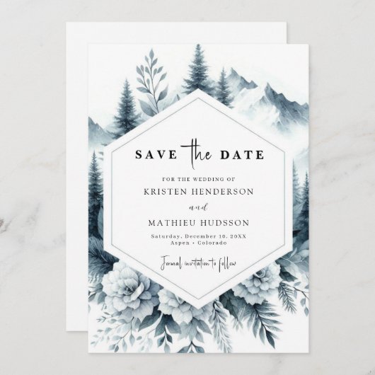 Digital Rustic Mountain Wedding Save The Date (Voorkant / Achterkant)