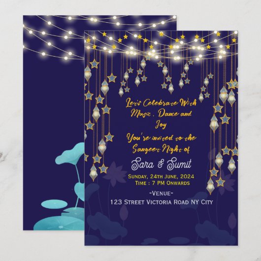 Digital Sangeet Night Invitations  (Devant / Derrière)