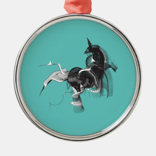 Digital Unicorn Metalen Ornament (Voorkant)
