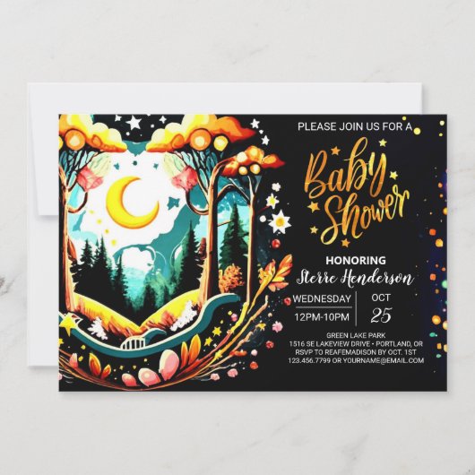 Digital Woodland Forest Baby shower Kaart (Voorkant)