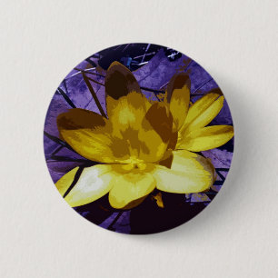 Digital Yellow Crocus Ronde Button 5,7 Cm