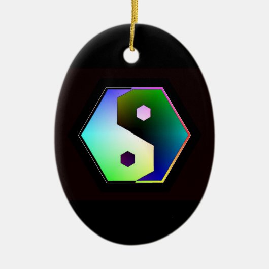 "Digital Yin Yang" Keramisch Ornament (Voorkant)