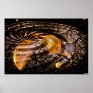 Digitale 3D-verlichting ruimteverdraaiing Poster