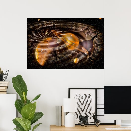 Digitale 3D-verlichting ruimteverdraaiing Poster (Thuiskantoor)