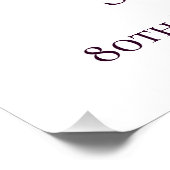 Digitale 80e verjaardag paarse seringenbloem perfect poster (Hoek)